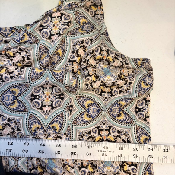 J. Jill Sleeveless Maxi Dress Large Blue Tan Paisley Medallion V-Neck Stretch - Picture 5 of 9